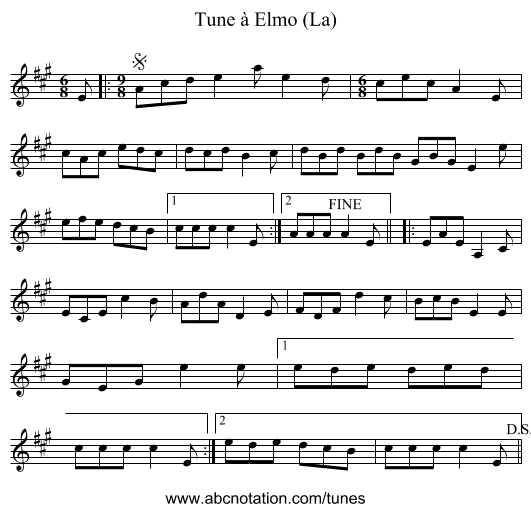 Tune à Elmo (La) - staff notation
