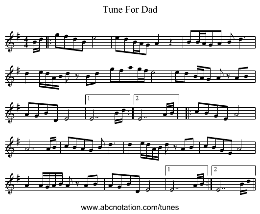 Tune For Dad - staff notation