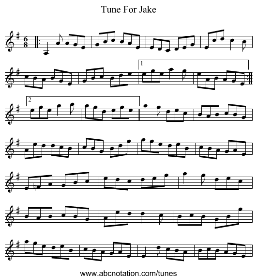 Tune For Jake - staff notation