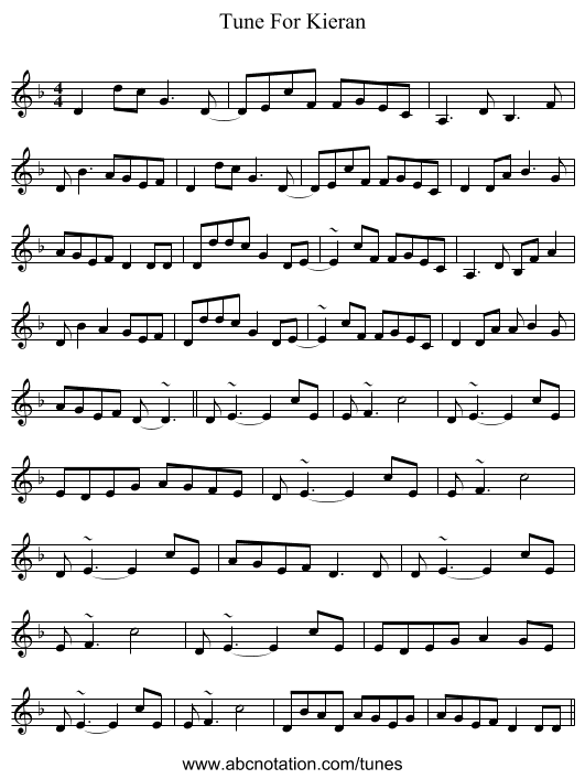 Tune For Kieran - staff notation