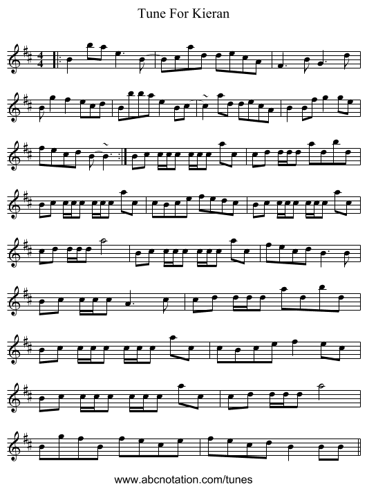 Tune For Kieran - staff notation