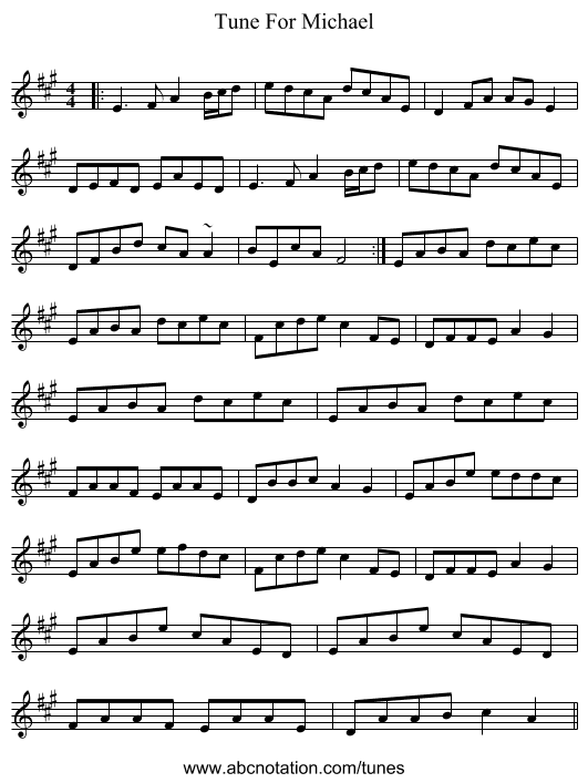 Tune For Michael - staff notation