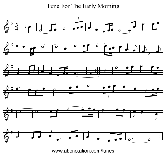 Tune For The Early Morning - staff notation