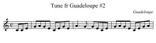 Tune fr Guadeloupe #2 - staff notation
