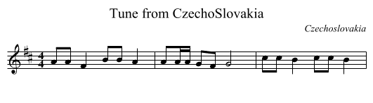 Tune from CzechoSlovakia - staff notation