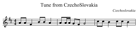 Tune from CzechoSlovakia - staff notation