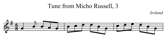 Tune from Micho Russell, 3 - staff notation