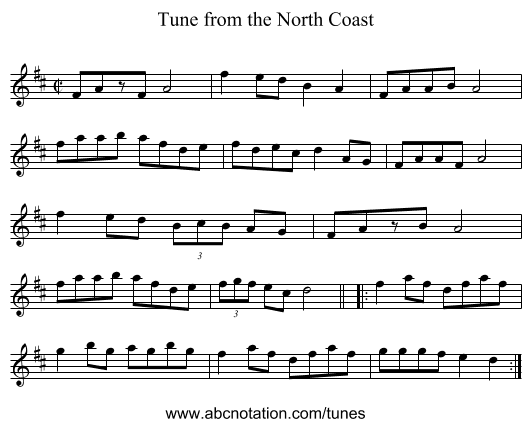 Tune from the North Coast - staff notation