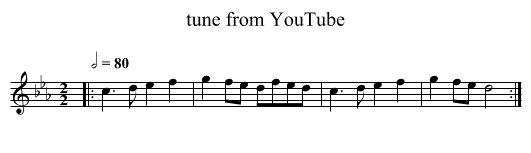 tune from YouTube - staff notation