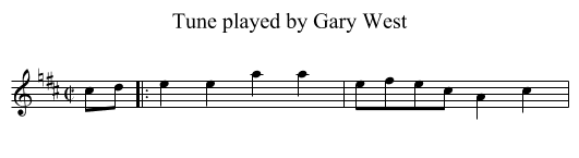 Tune played by Gary West - staff notation