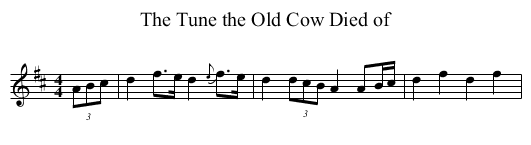 Tune the Old Cow Died of, The - staff notation