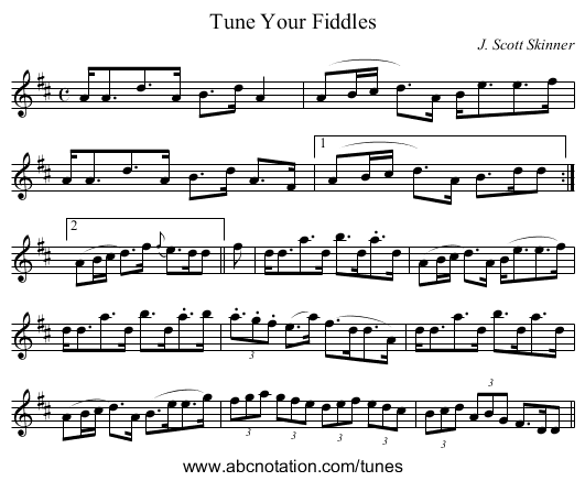 Tune Your Fiddles - staff notation