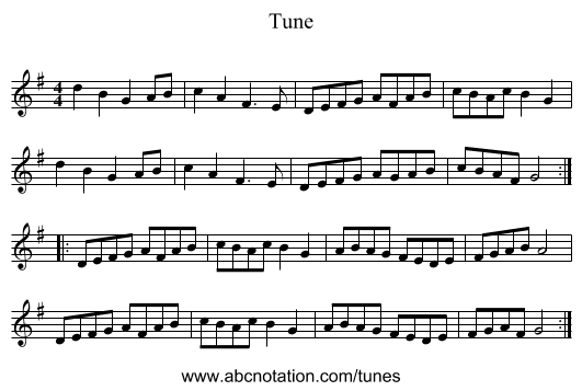 Tune - staff notation