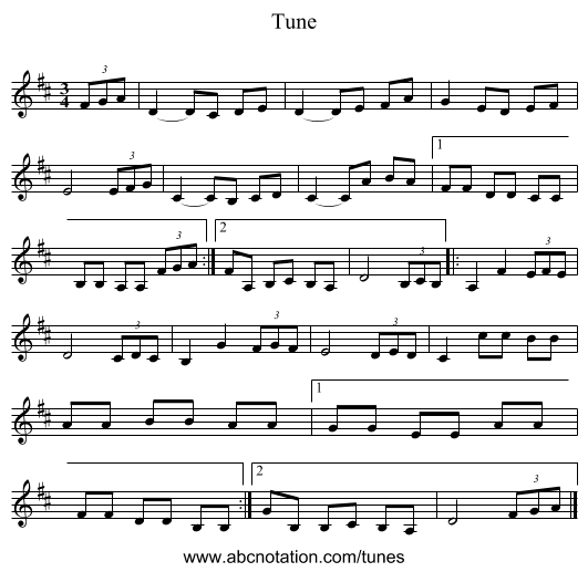 Tune - staff notation