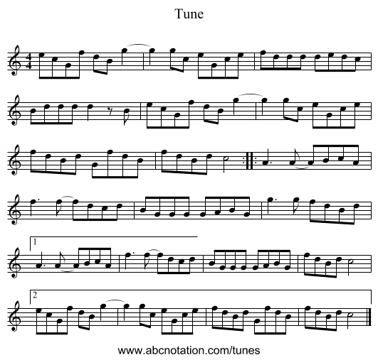 Tune - staff notation