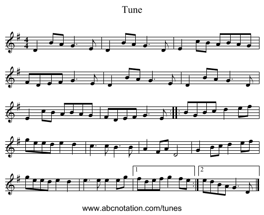 Tune - staff notation