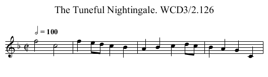 Tuneful Nightingale. WCD3/2.126, The - staff notation