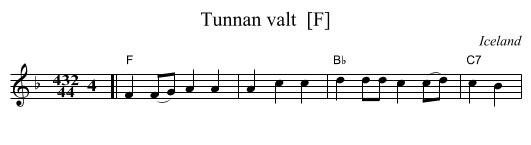 Tunnan valt  [F] - staff notation
