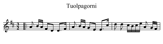Tuolpagorni - staff notation