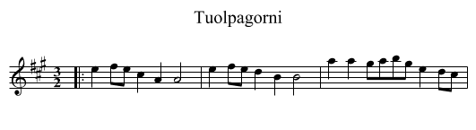 Tuolpagorni - staff notation