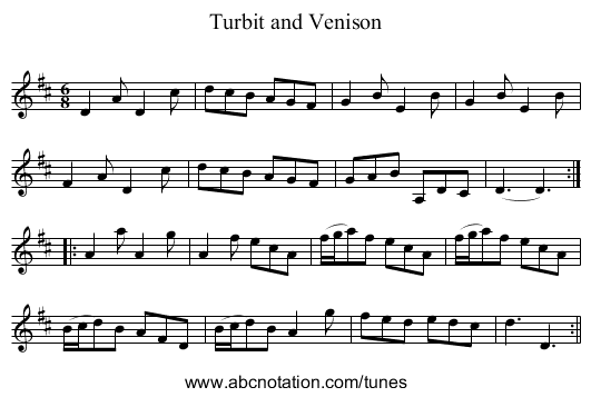 Turbit and Venison - staff notation