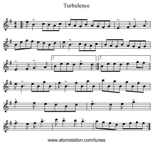 Turbulence - staff notation