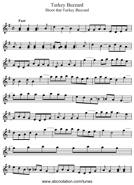 Turkey Buzzard - staff notation