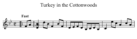 Turkey in the Cottonwoods - staff notation