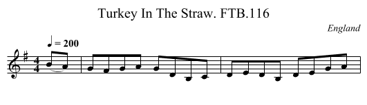 Turkey In The Straw. FTB.116 - staff notation