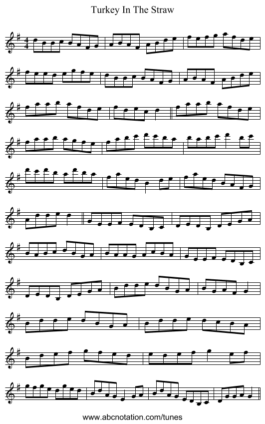 Turkey In The Straw - staff notation