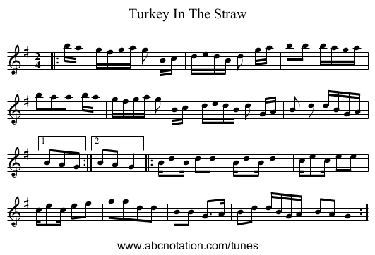 Turkey In The Straw - staff notation