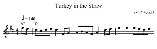 Turkey in the Straw - staff notation