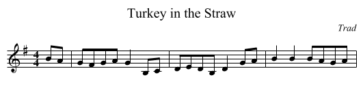Turkey in the Straw - staff notation