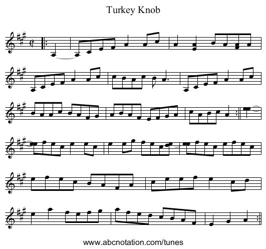 Turkey Knob - staff notation