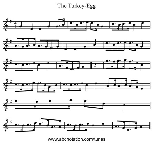 Turkey-Egg, The - staff notation