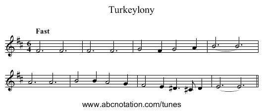 Turkeylony - staff notation