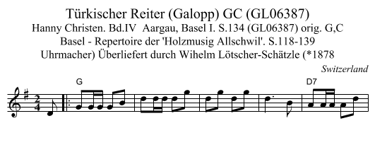 Türkischer Reiter (Galopp) GC (GL06387) - staff notation