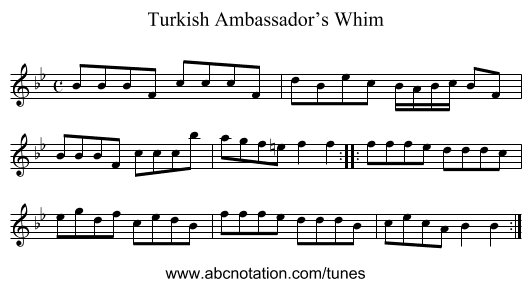 Turkish Ambassador’s Whim - staff notation
