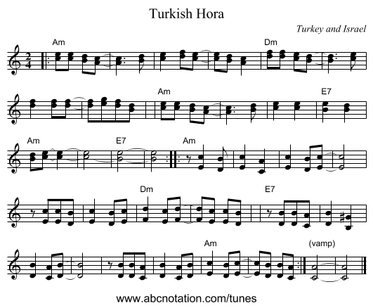 Turkish Hora - staff notation