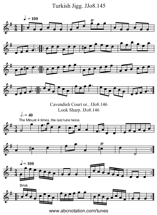 Turkish Jigg. JJo8.145 - staff notation