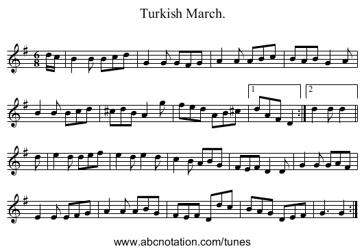 Turkish March. - staff notation