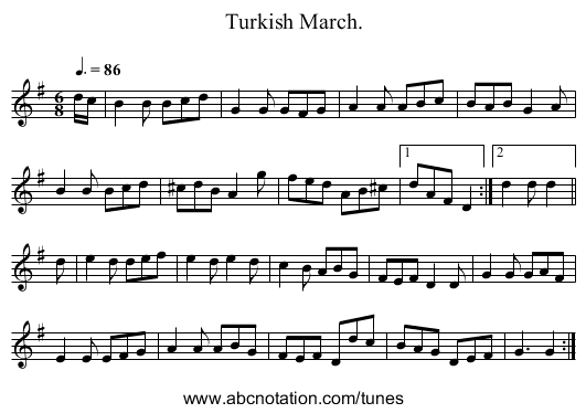 Turkish March. - staff notation