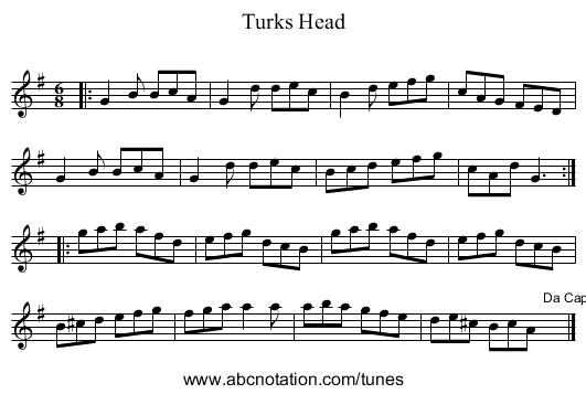 Turks Head - staff notation