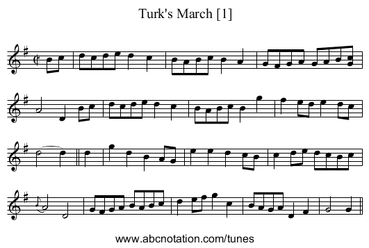 Turk's March [1] - staff notation