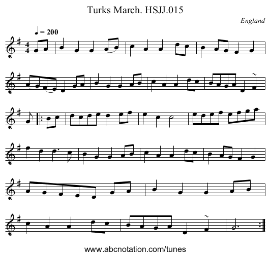 Turks March. HSJJ.015 - staff notation