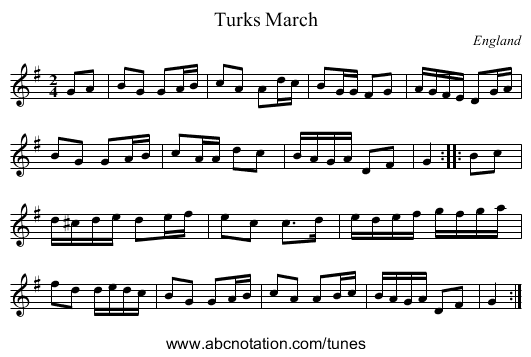 Turks March - staff notation