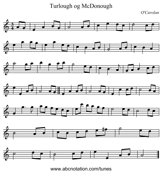 Turlough og McDonough - staff notation