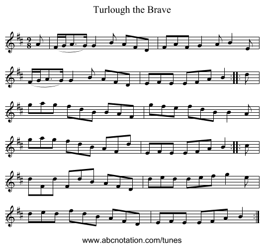Turlough the Brave - staff notation