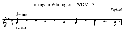 Turn again Whitington. JWDM.17 - staff notation