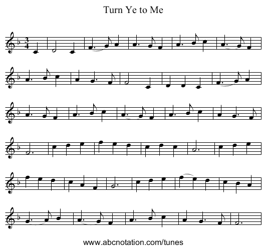 Turn Ye to Me - staff notation